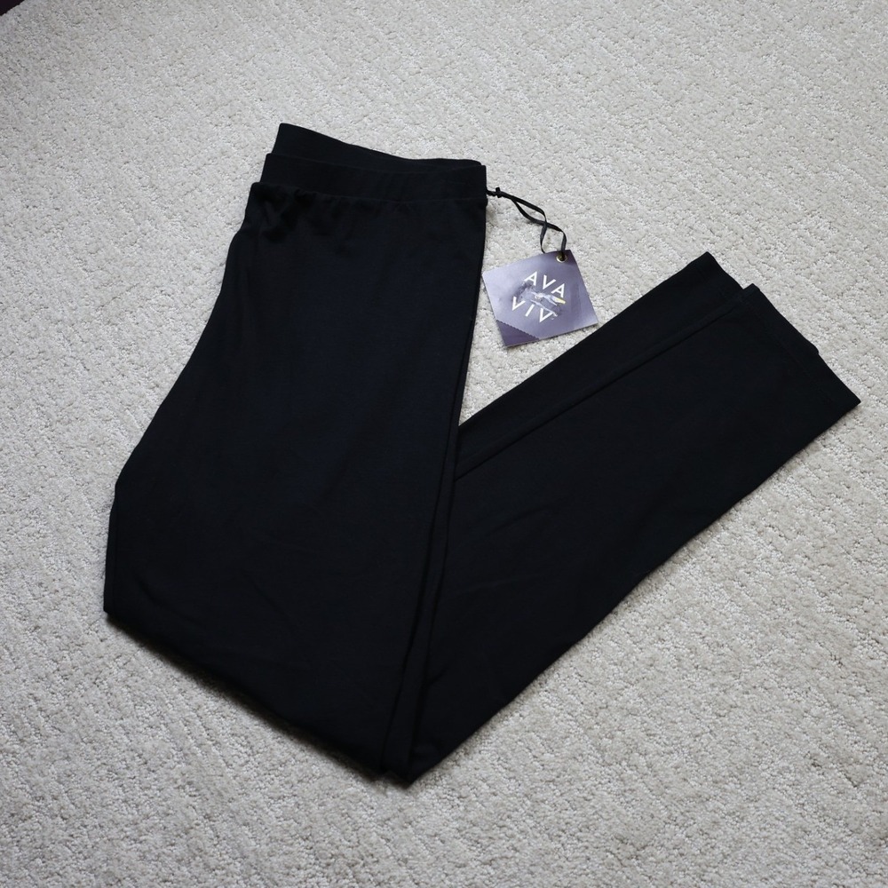 Ava & Viv Womens XXL Black Cotton Spandex High Rise Leggings NWT